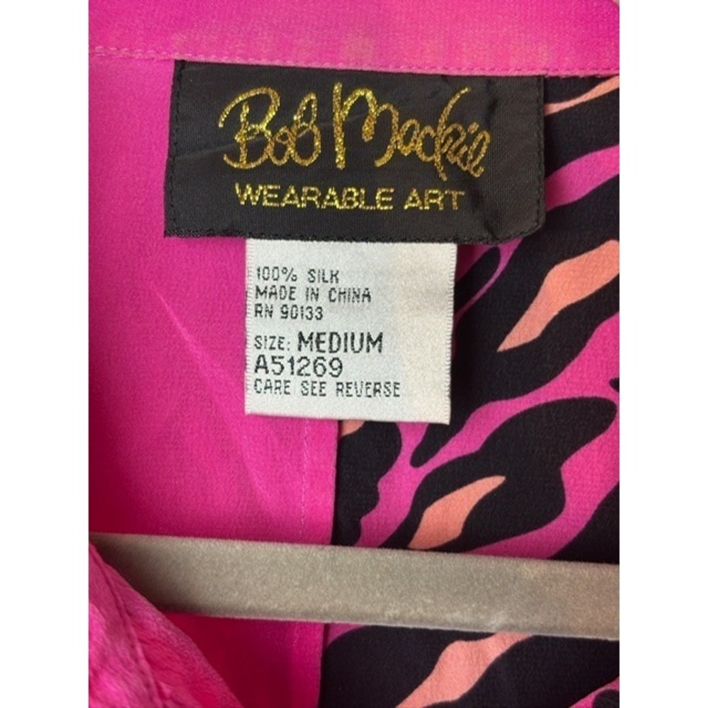 Womens Medium Bob Mackie Wearable Art Button-Up Shirt Pink Black Animal Print - Picture 4 of 6